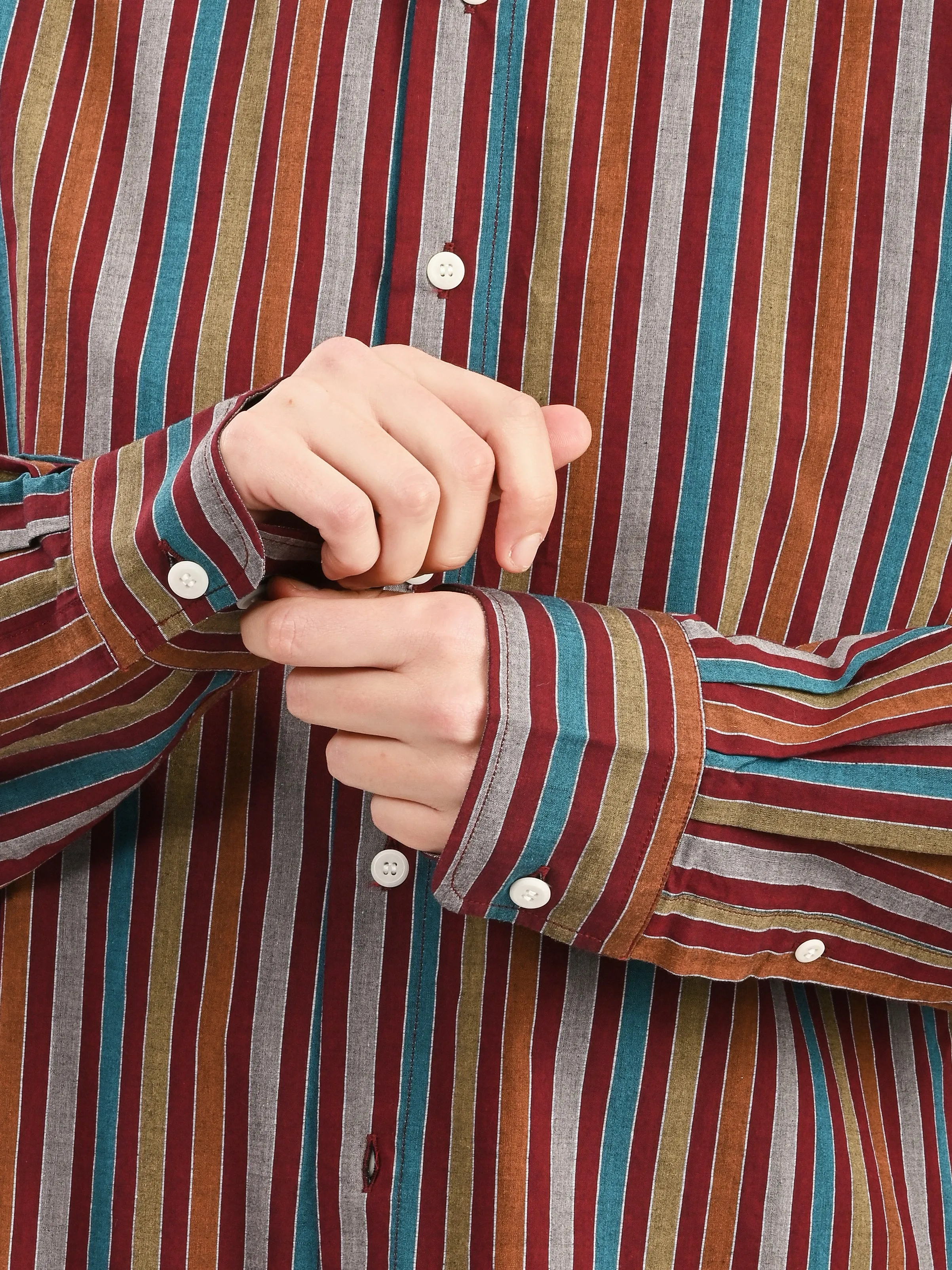 Maroon Multi Stripe Claude Shirt