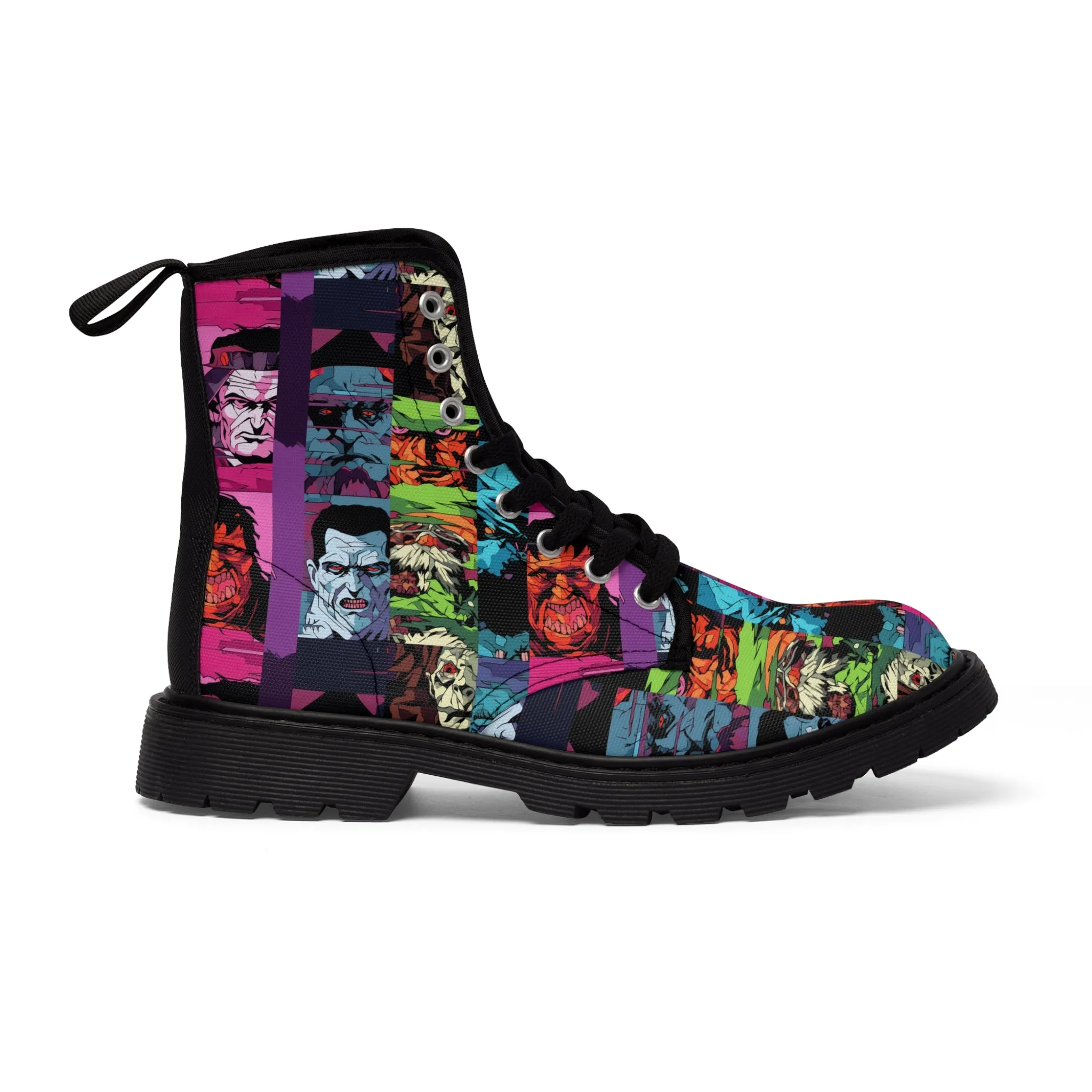 Men's Canvas Boots - Spooky Monsters Anime Beta