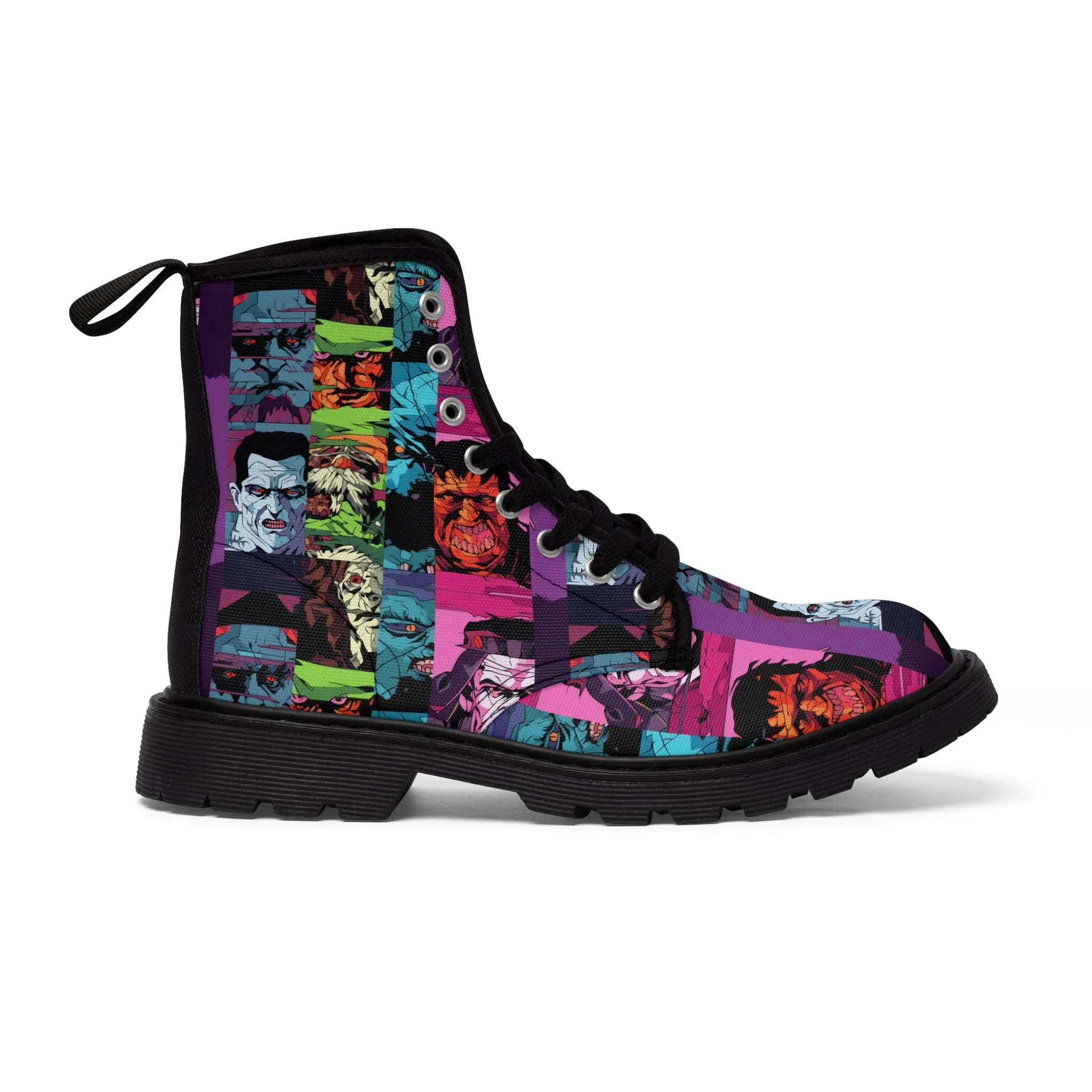Men's Canvas Boots - Spooky Monsters Anime Beta