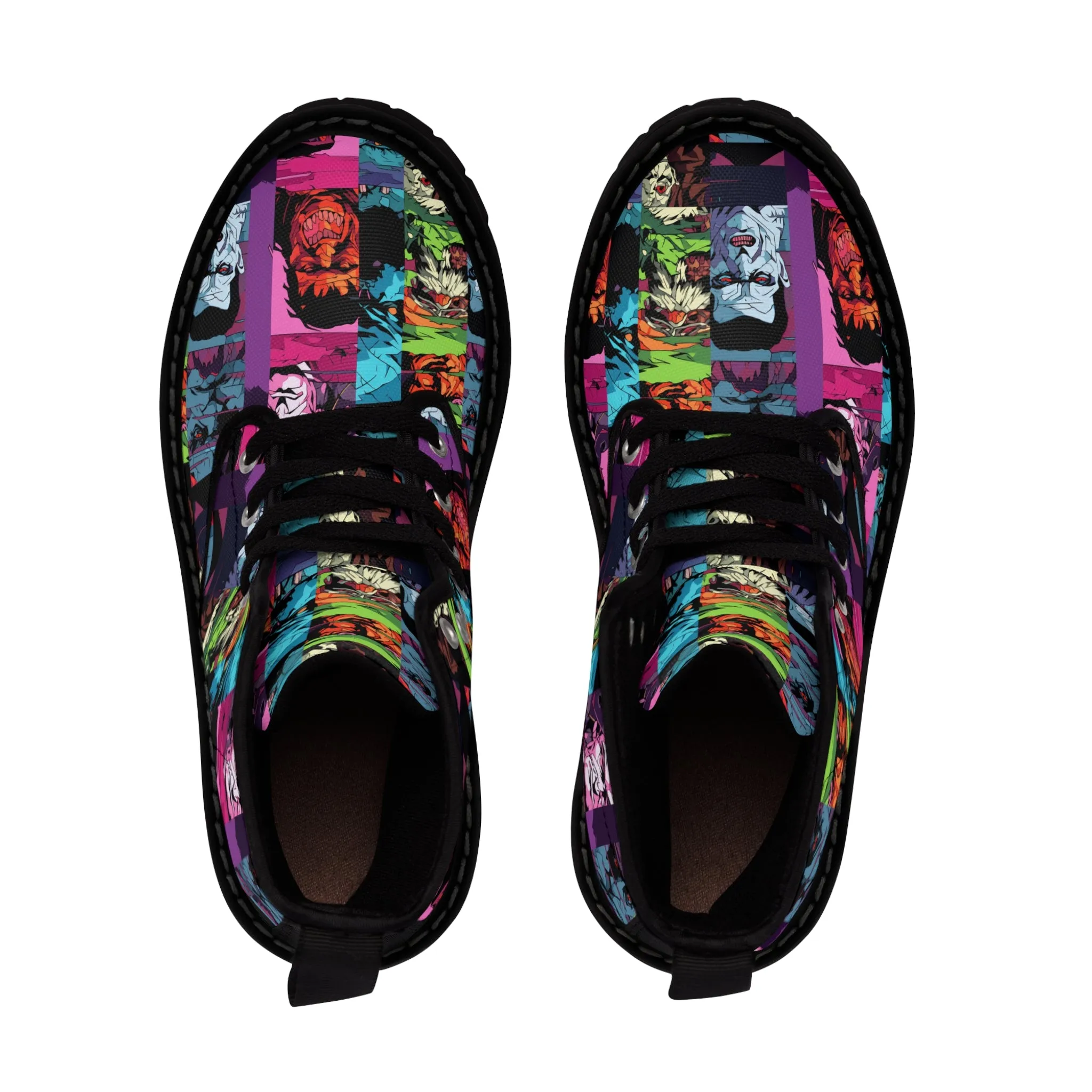 Men's Canvas Boots - Spooky Monsters Anime Beta