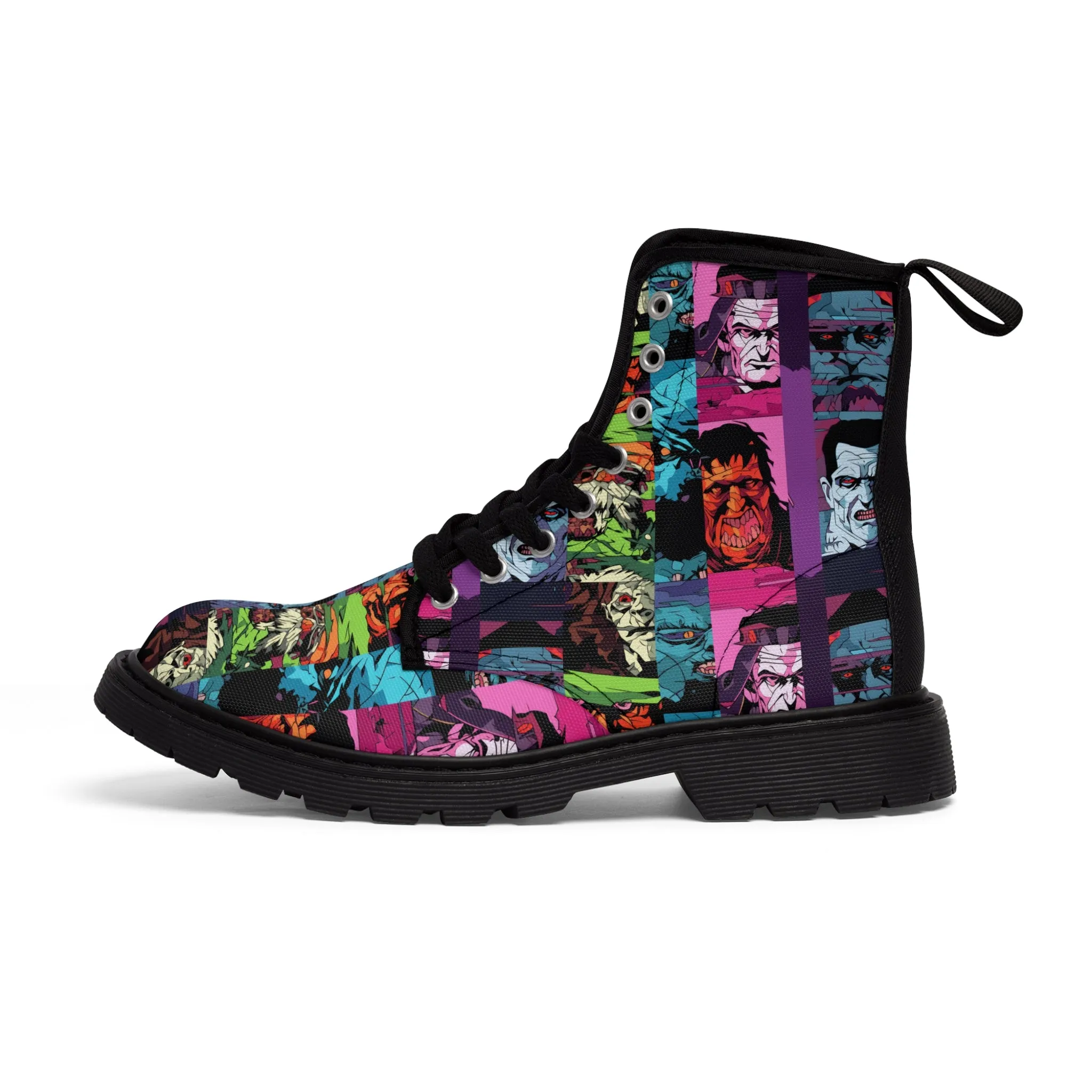 Men's Canvas Boots - Spooky Monsters Anime Beta