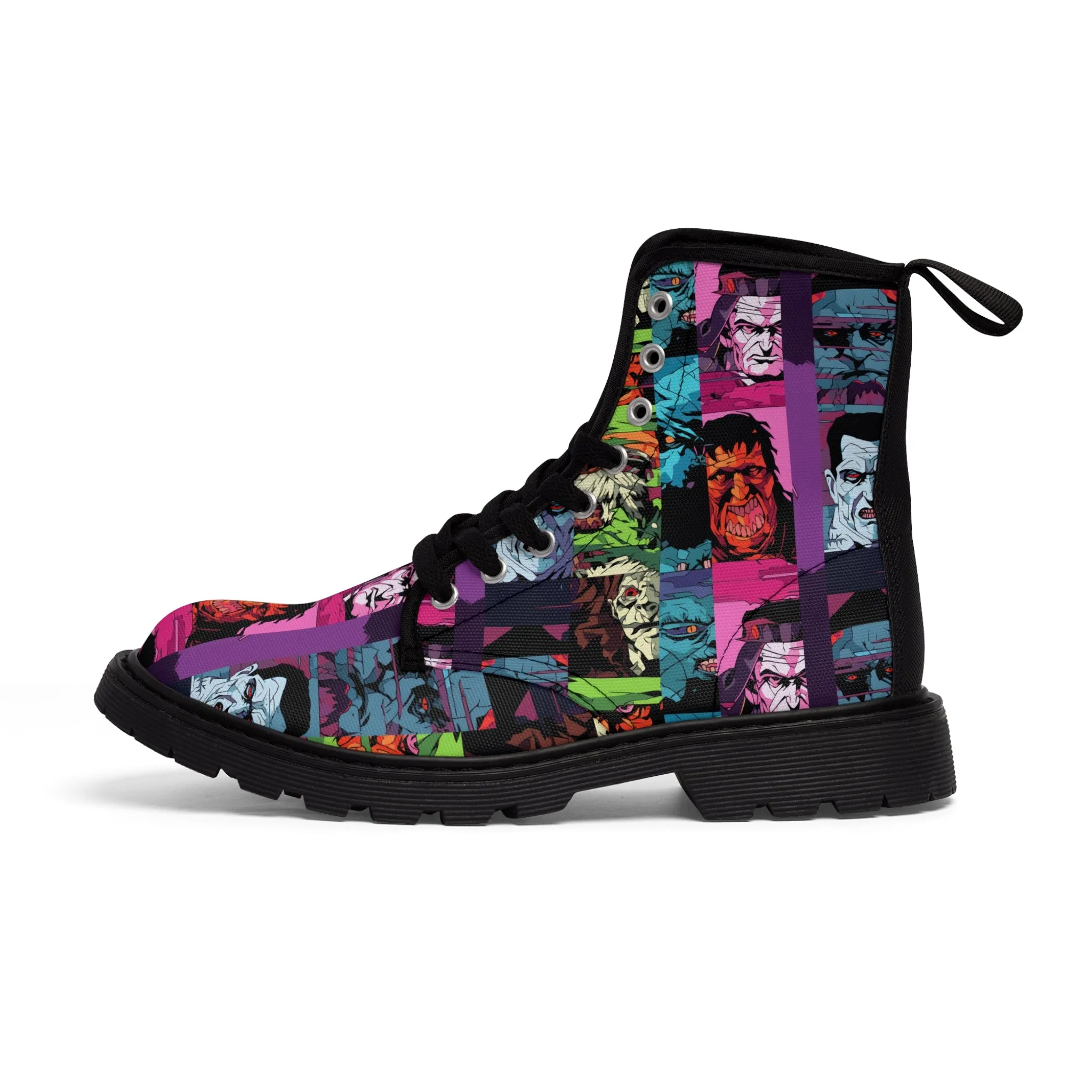 Men's Canvas Boots - Spooky Monsters Anime Beta