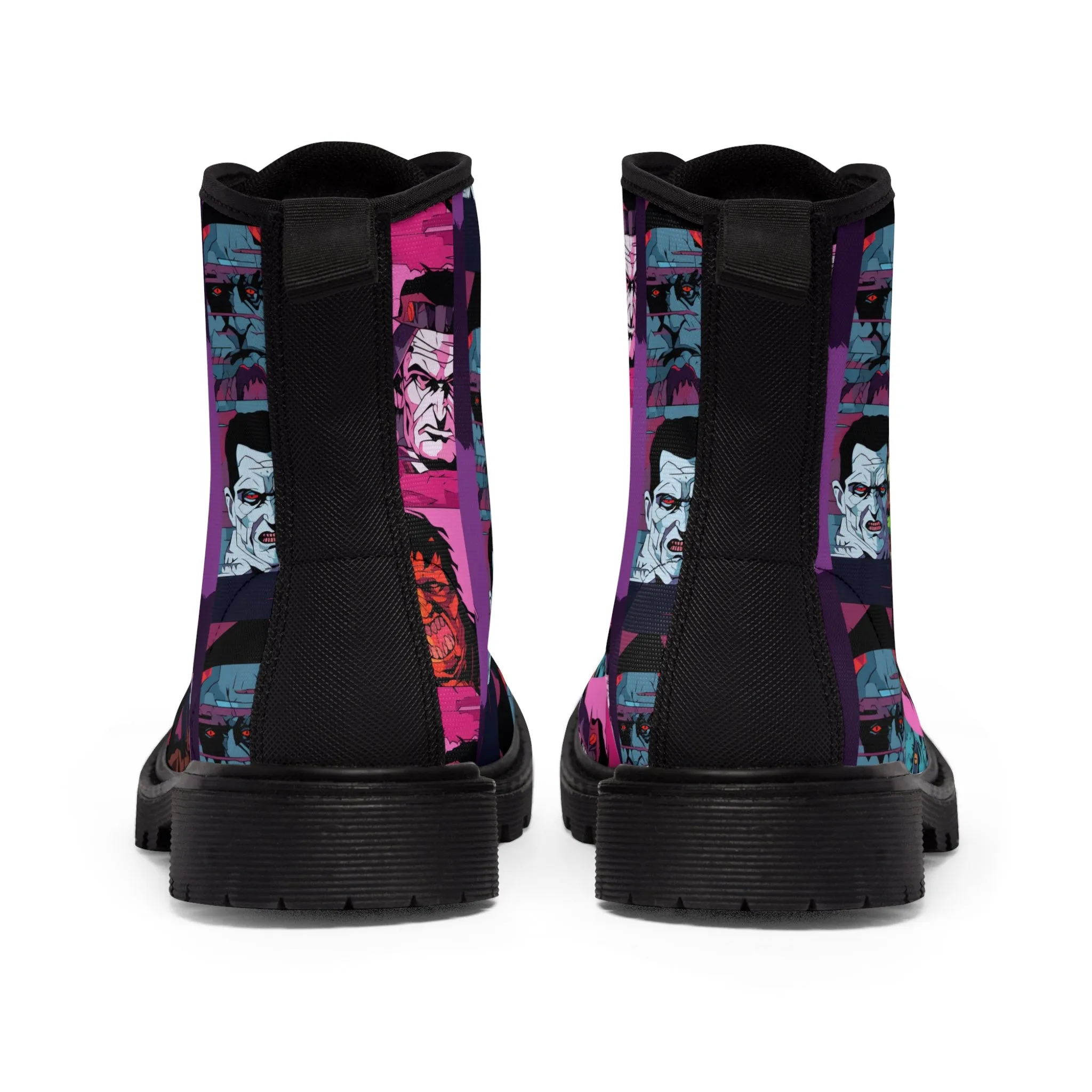 Men's Canvas Boots - Spooky Monsters Anime Beta