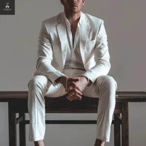 Men's Stylish White Two-Piece Suit | Custom & Bespoke Wedding Suits