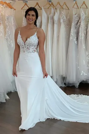 Mermaid Trumpet Straps Appliques Bohemian Plus Size Wedding Dress APW0425