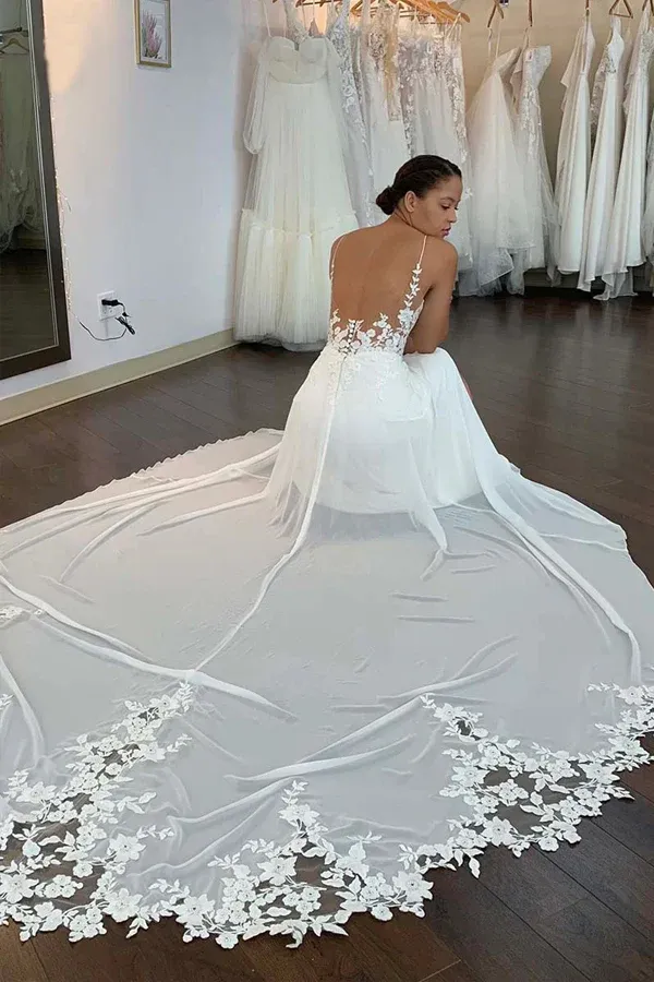 Mermaid Trumpet Straps Appliques Bohemian Plus Size Wedding Dress APW0425