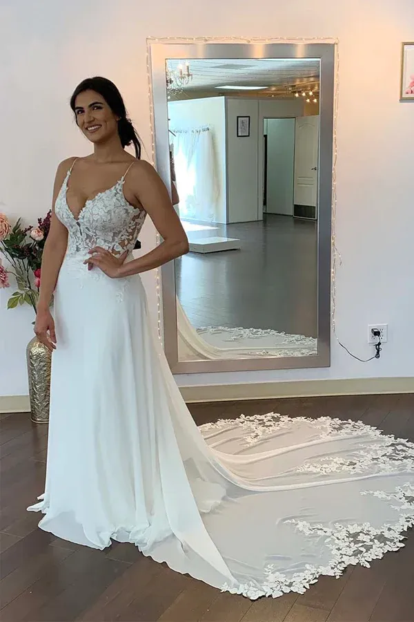 Mermaid Trumpet Straps Appliques Bohemian Plus Size Wedding Dress APW0425