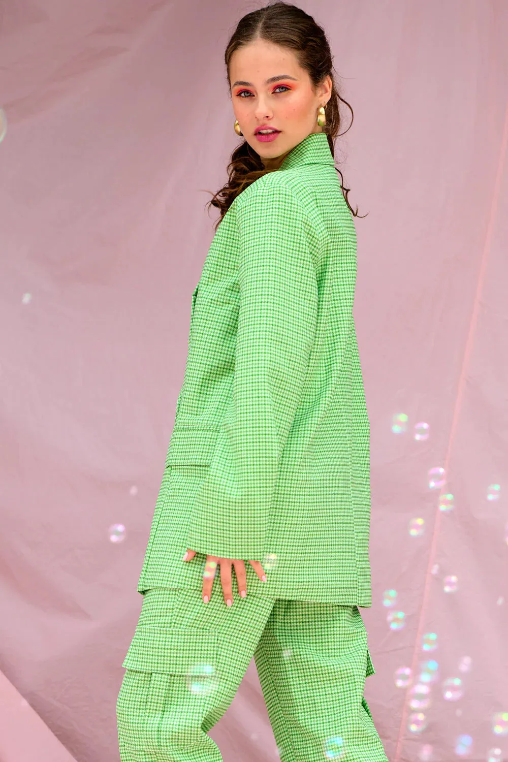 Mille Oversize Blazer - Lime Green Check