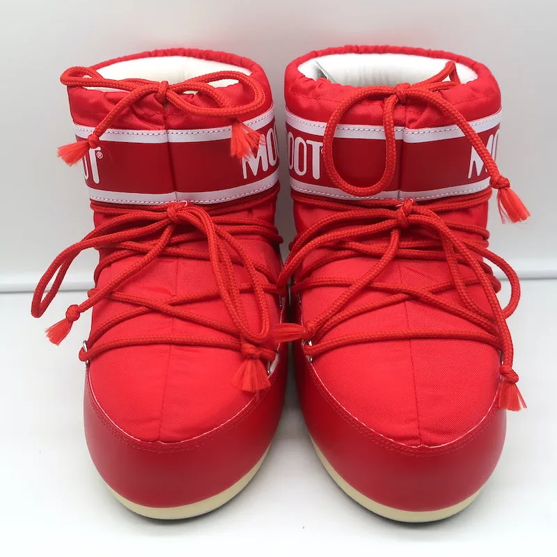 Moon Boot Icon Low Snowboots Red Nylon Size 6 NEW