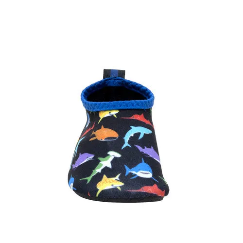 Multi Sharks Aqua Shoes in Black