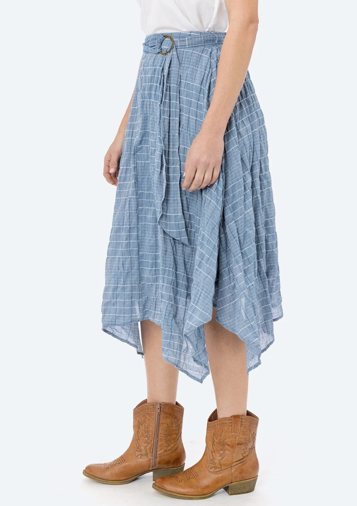 Neave Plaid Asymmetrical Skirt