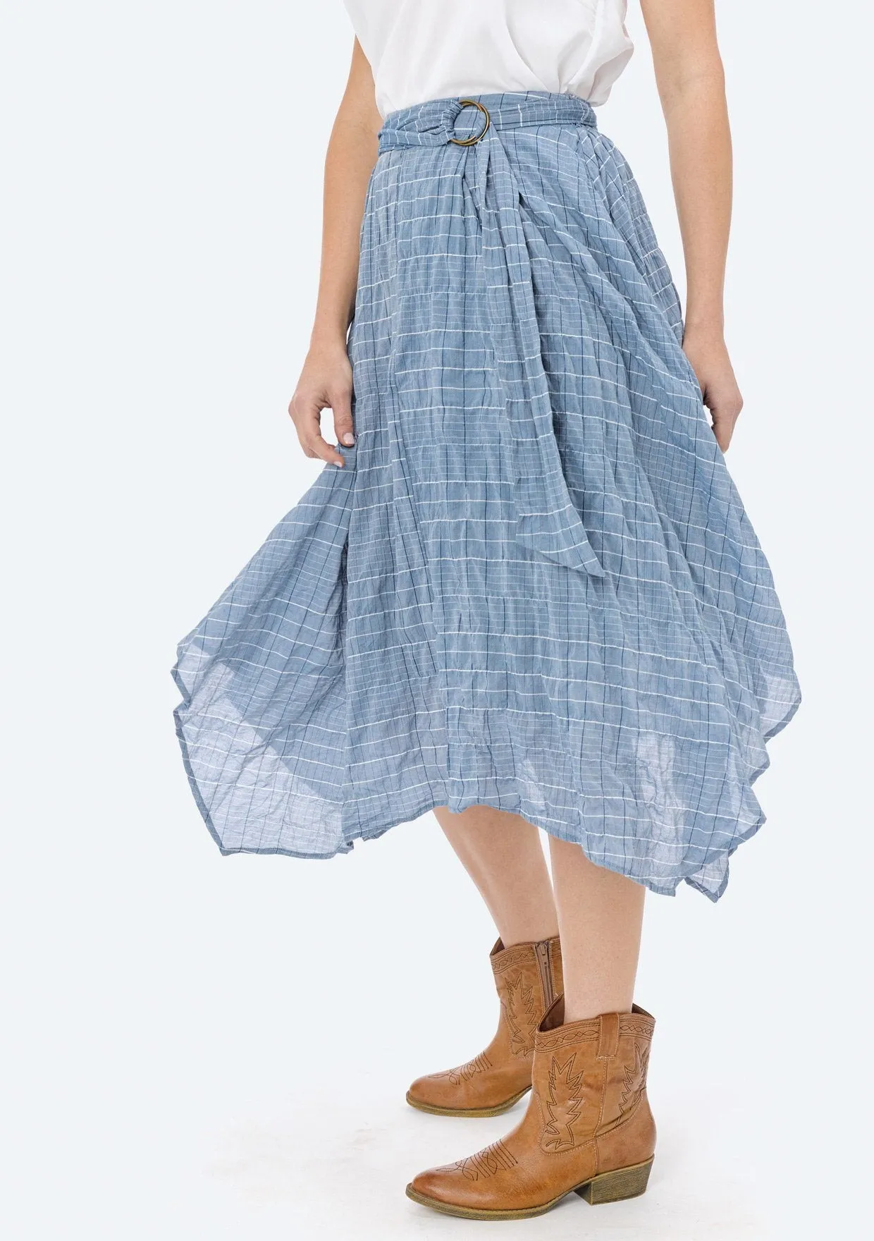 Neave Plaid Asymmetrical Skirt