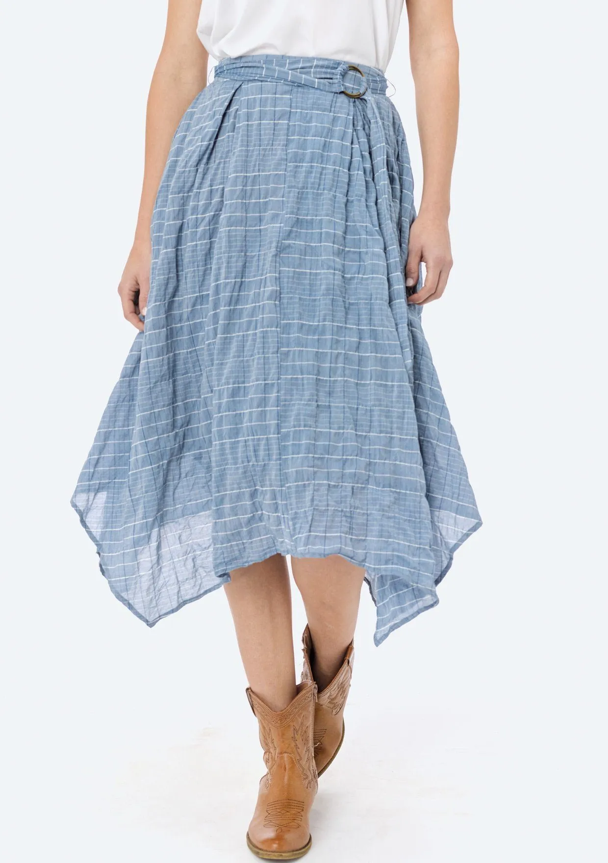 Neave Plaid Asymmetrical Skirt