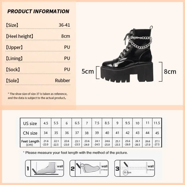 New Punk Women Boots Big Size