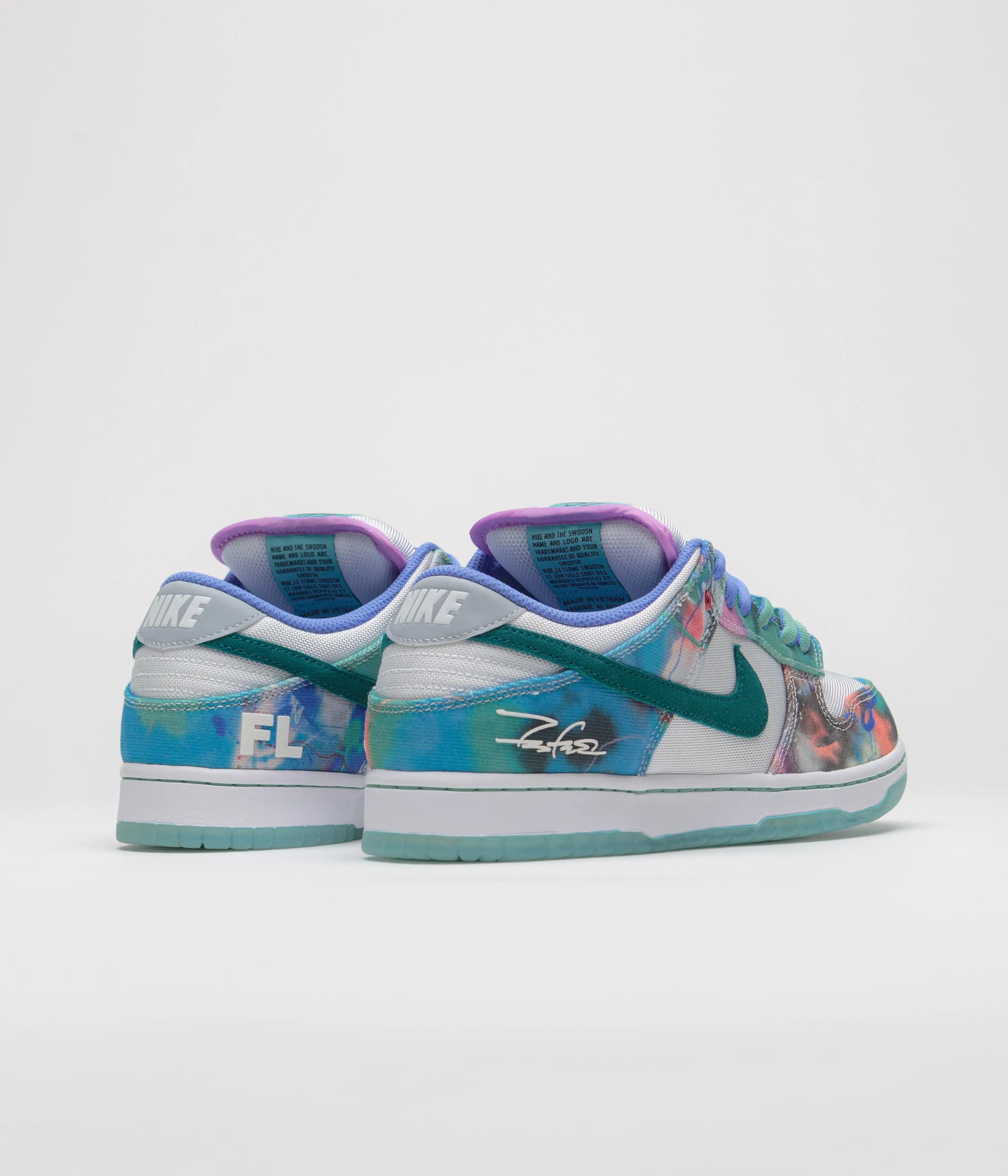 Nike SB x Futura Laboratories Dunk Low OG Shoes - Bleached Aqua / Geode Teal - White