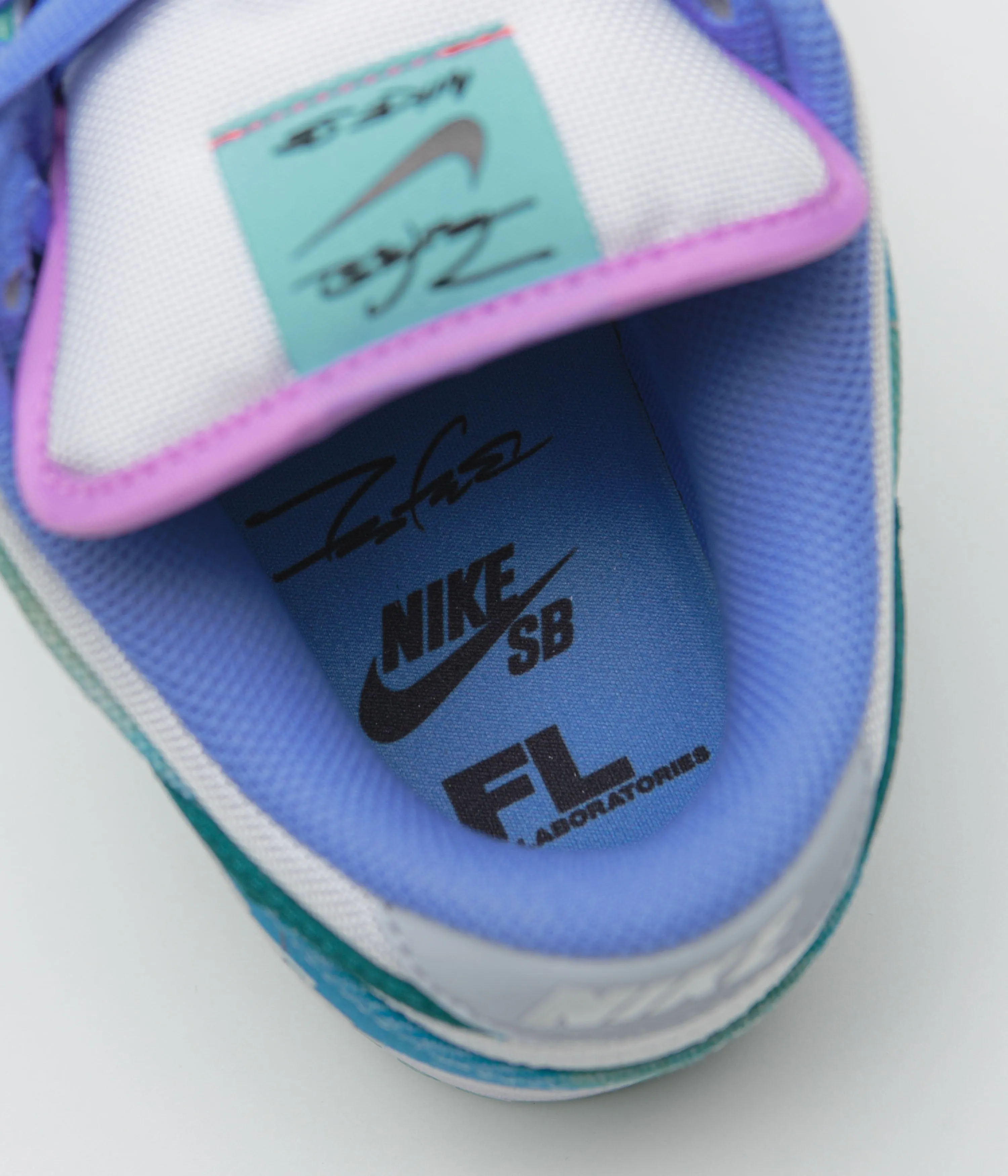 Nike SB x Futura Laboratories Dunk Low OG Shoes - Bleached Aqua / Geode Teal - White