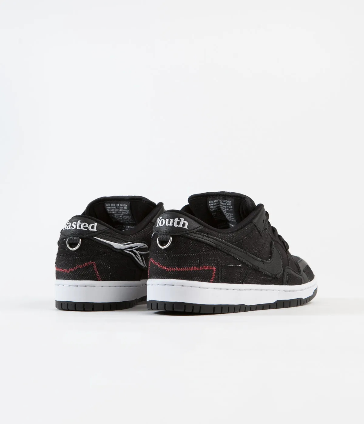 Nike SB x Wasted Youth Dunk Low Pro Shoes - Black / Black - University Red - White