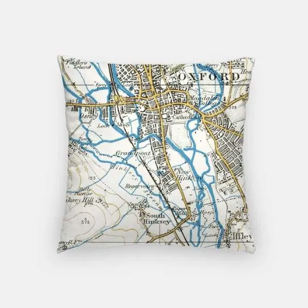 Oxford, England city skyline with vintage Oxford map