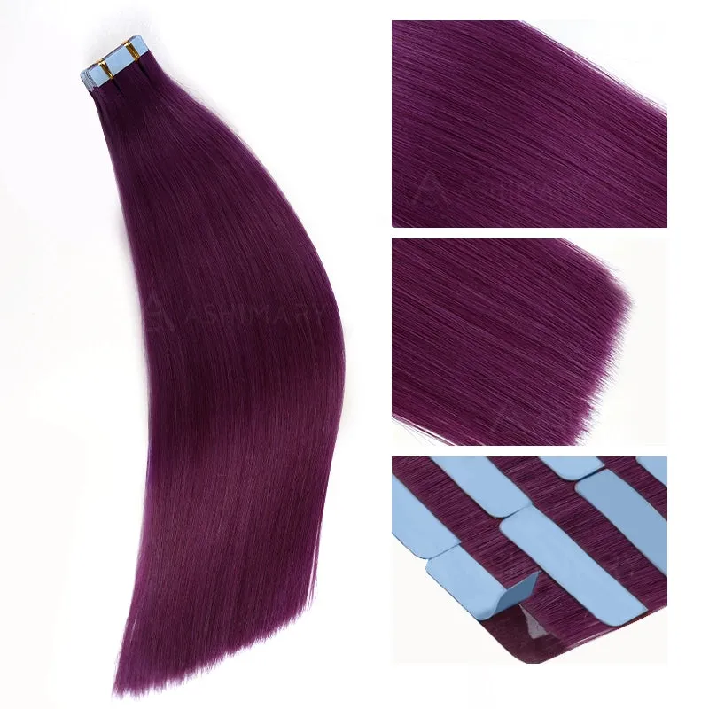 Peel & Tape Reusable Easy Tape In Hair Extensions Colored Human Hair 10Pcs/25g