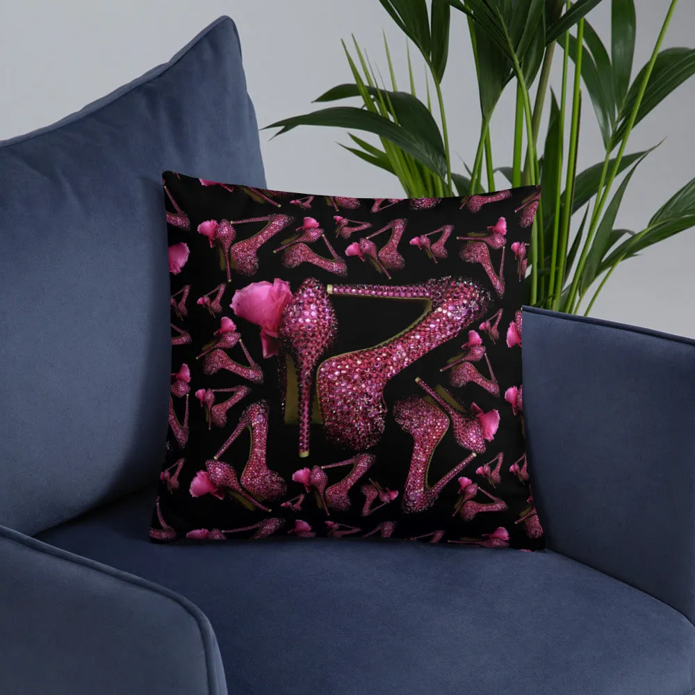Pillow 'Pink crystals shoes'