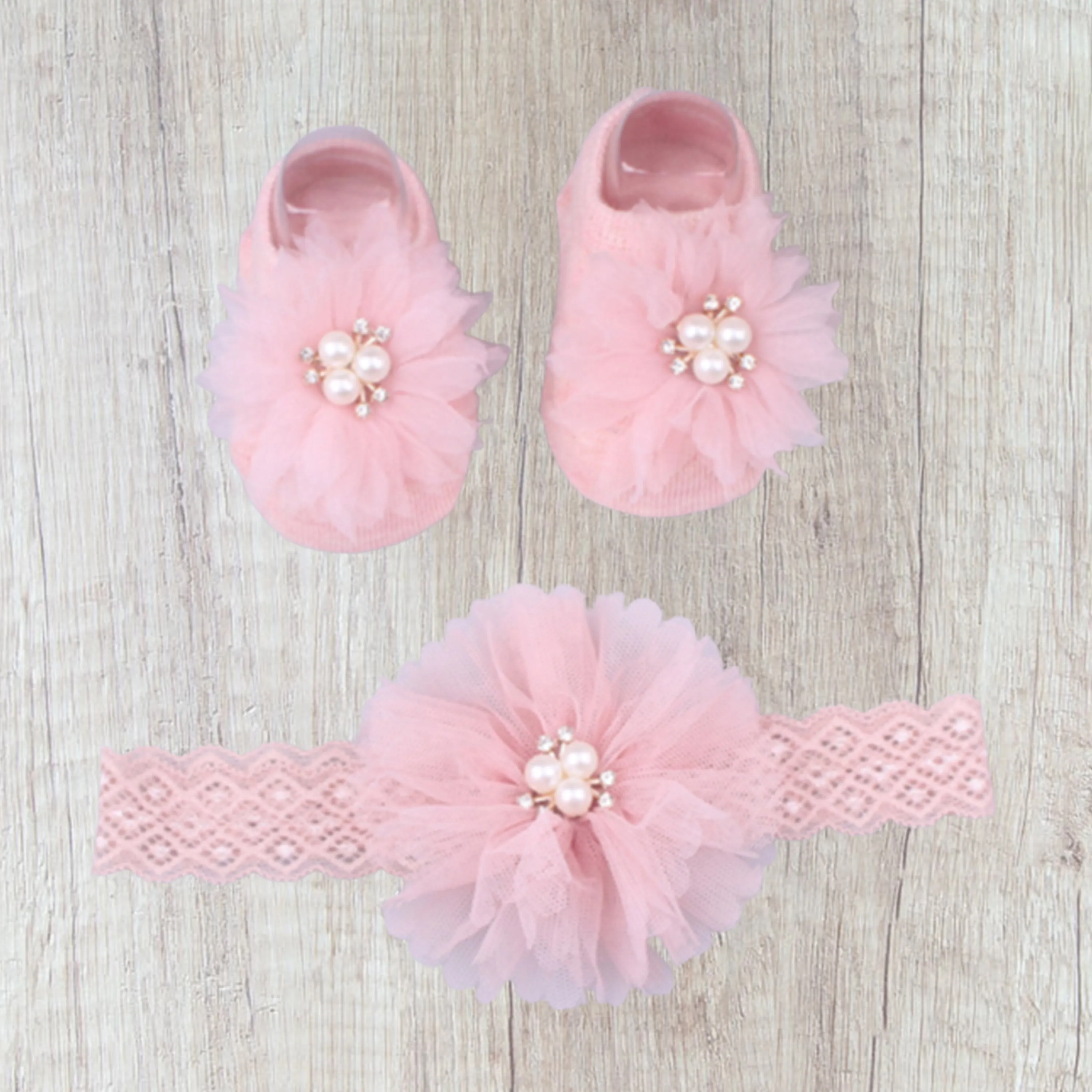 Pink baby socks and headband