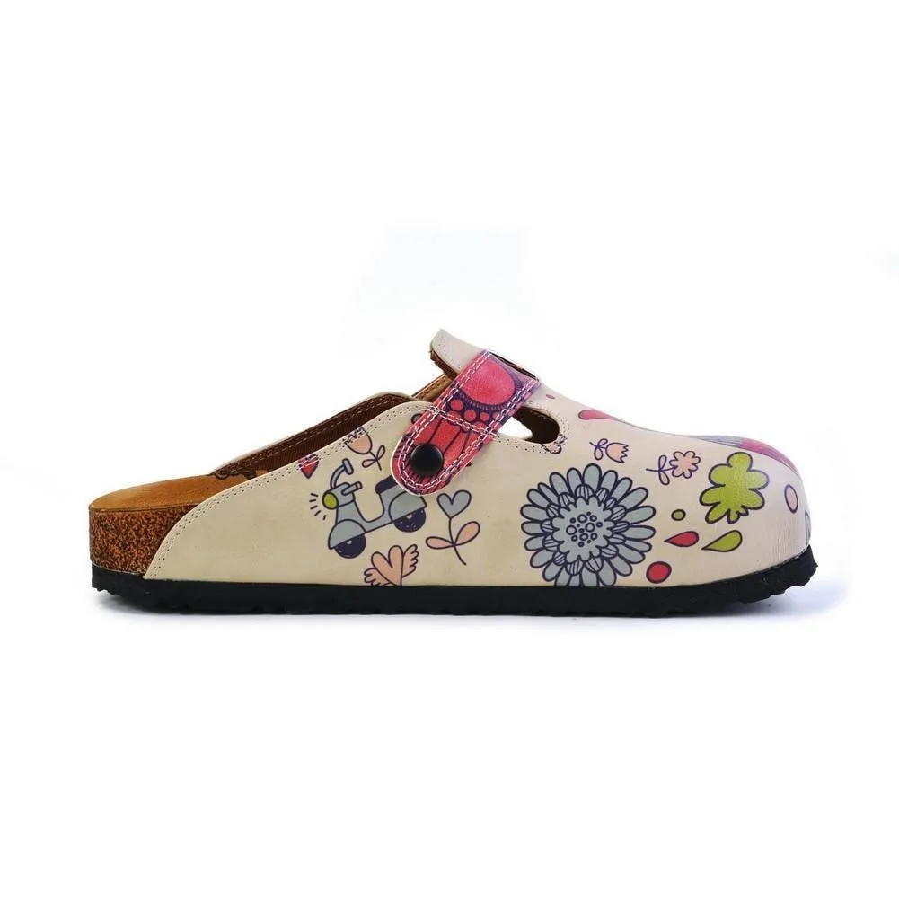 Pink, Blue, Red Flowers Pattern and Red Birds, White and Pink Love Written Owl Patterned Clogs - CAL374