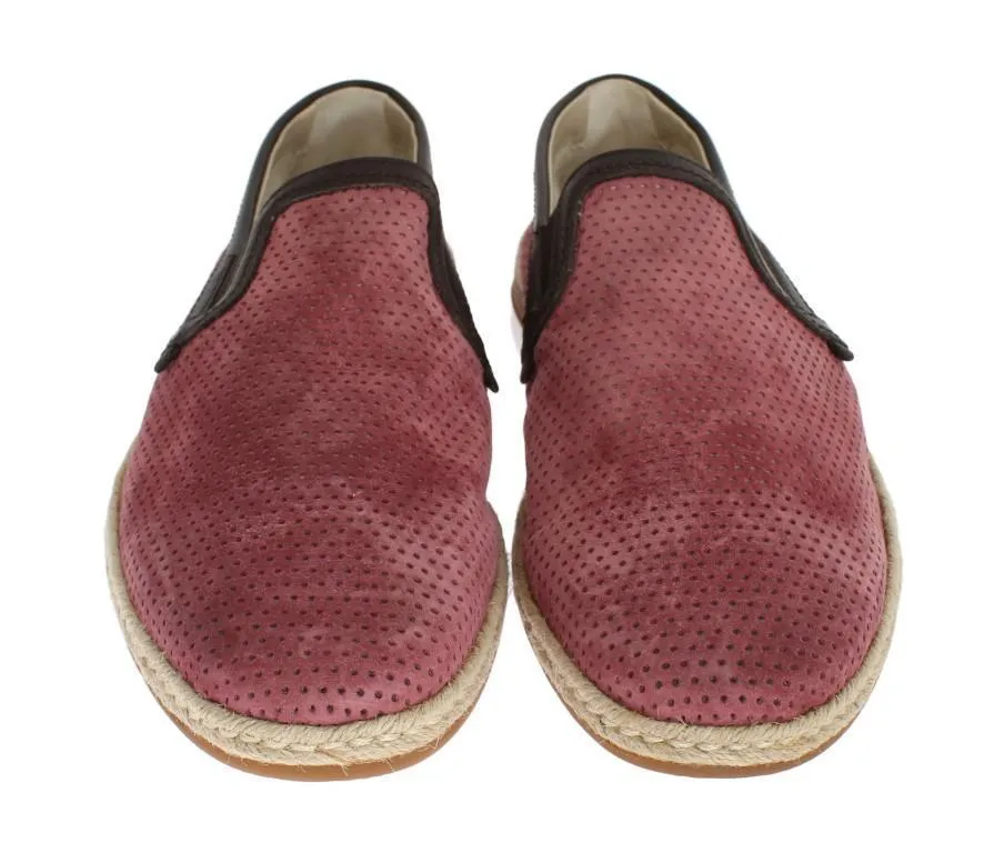Pink Leather Breathable Holes Loafers