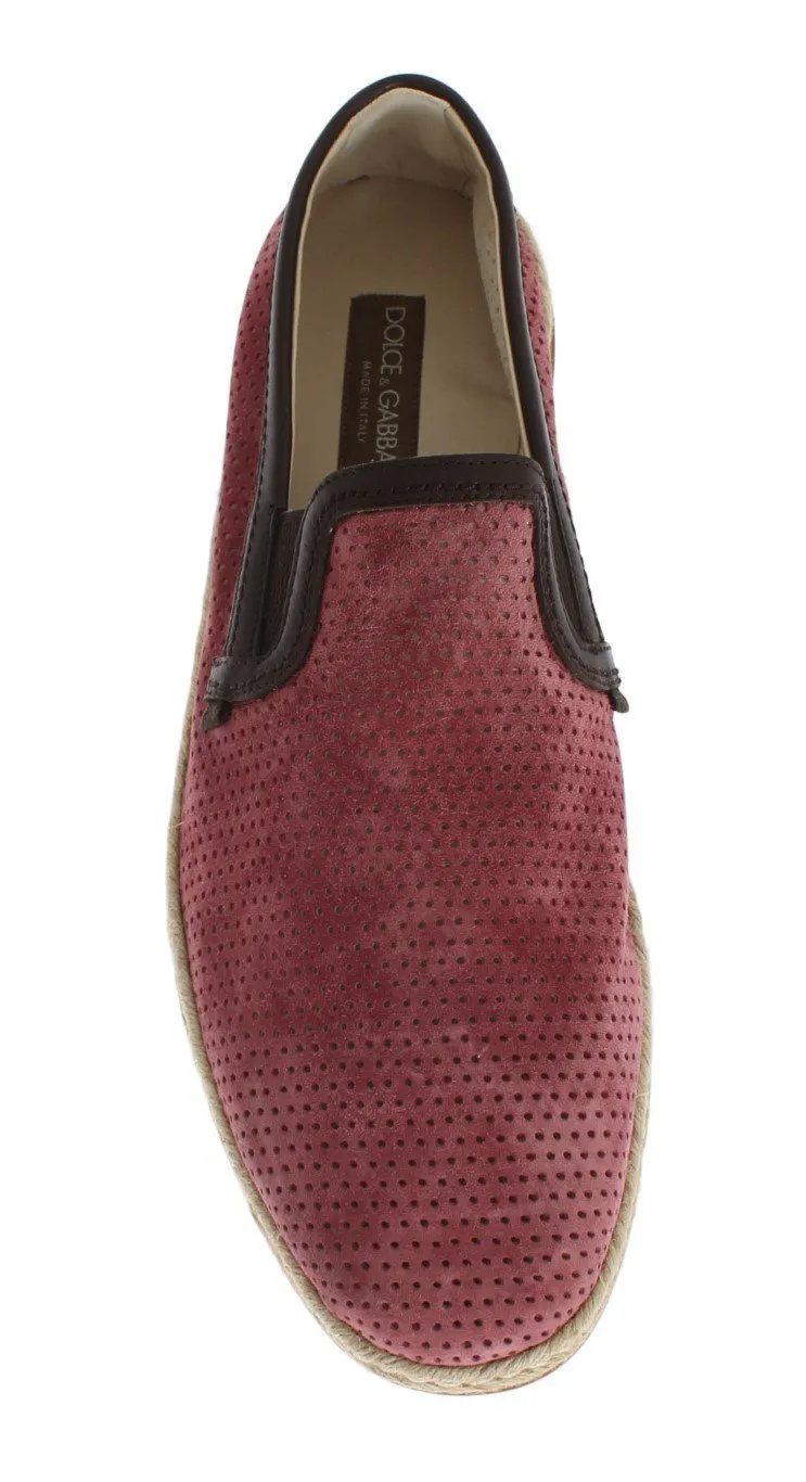 Pink Leather Breathable Holes Loafers