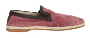 Pink Leather Breathable Holes Loafers