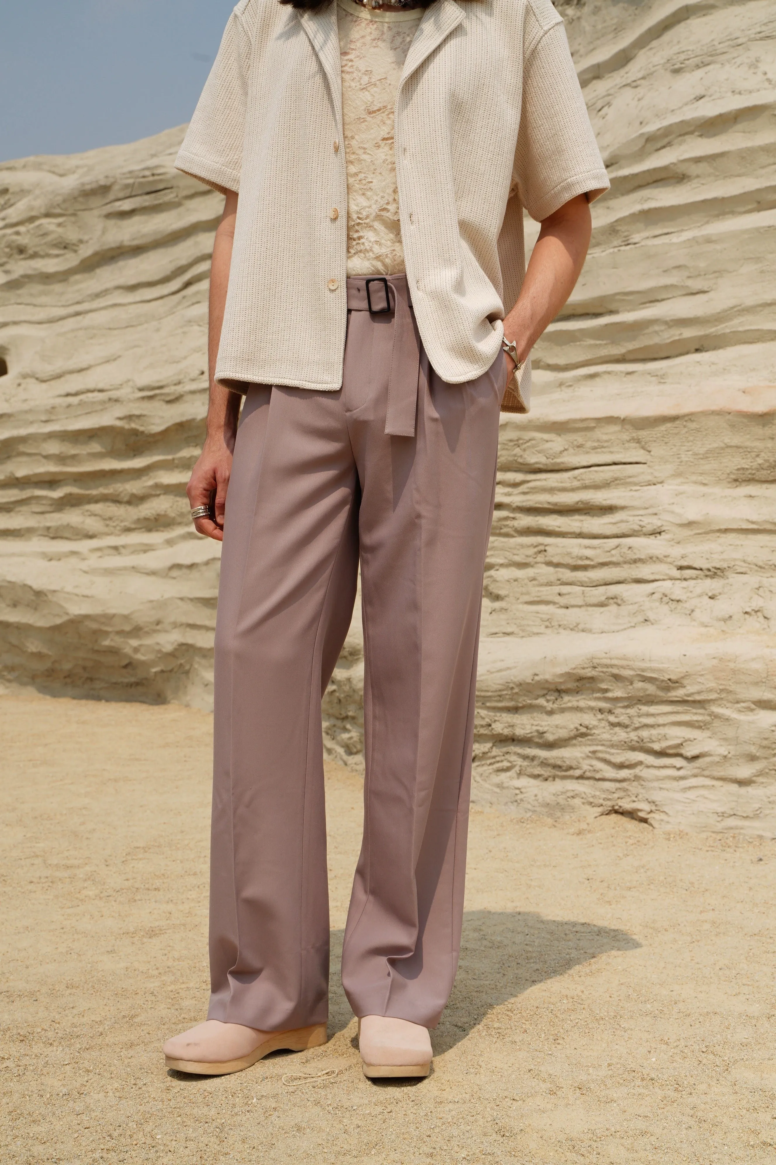 Pleated Wide-Leg Trousers