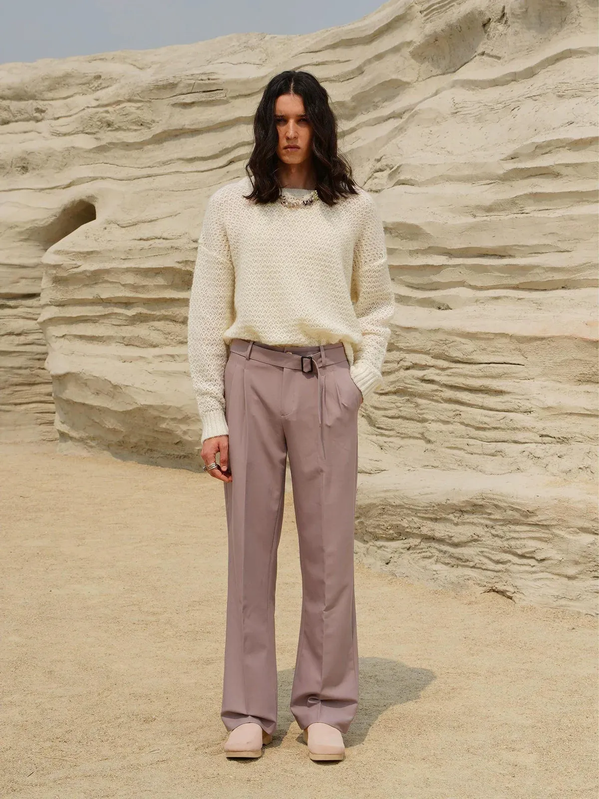 Pleated Wide-Leg Trousers