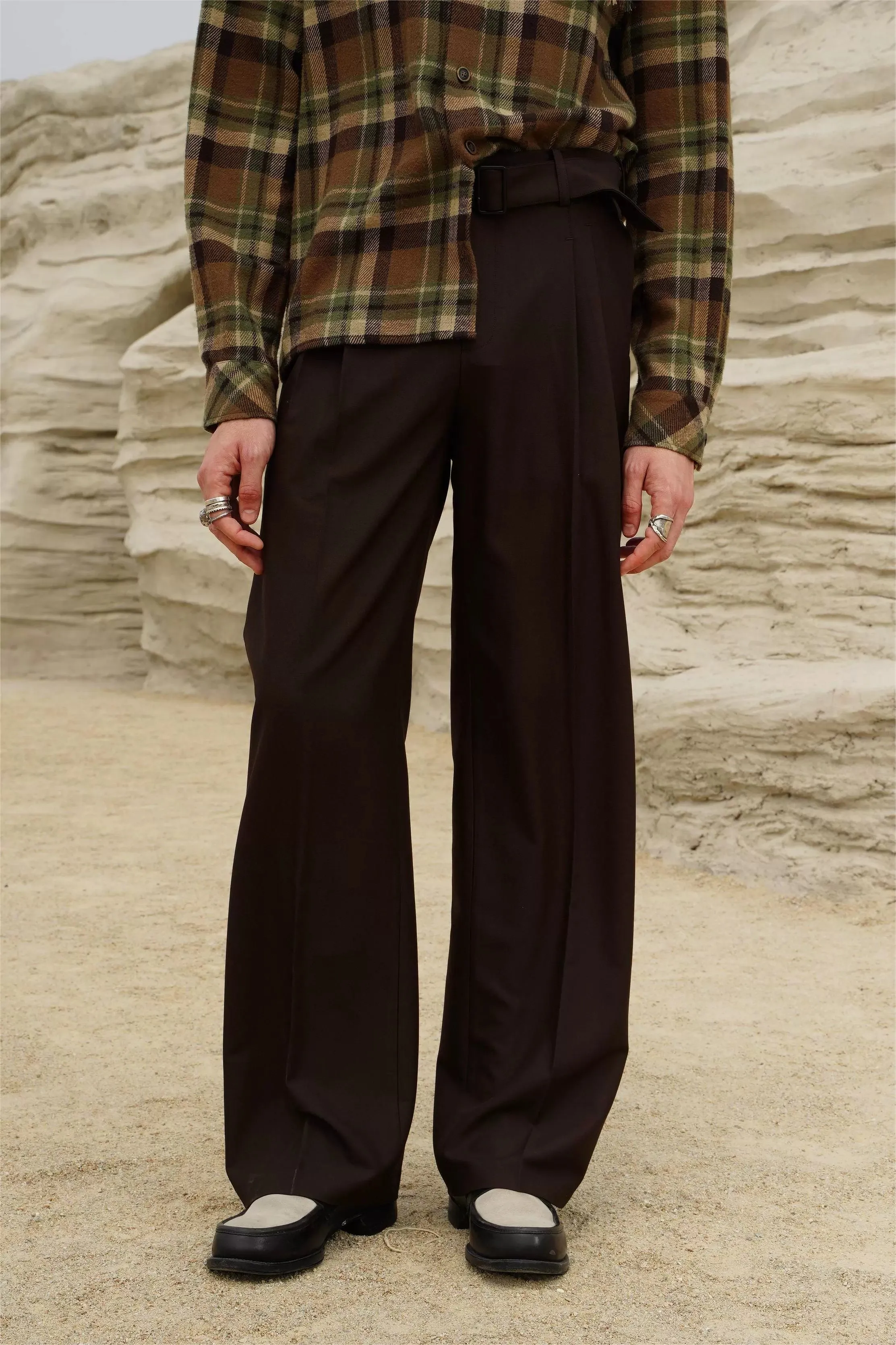 Pleated Wide-Leg Trousers