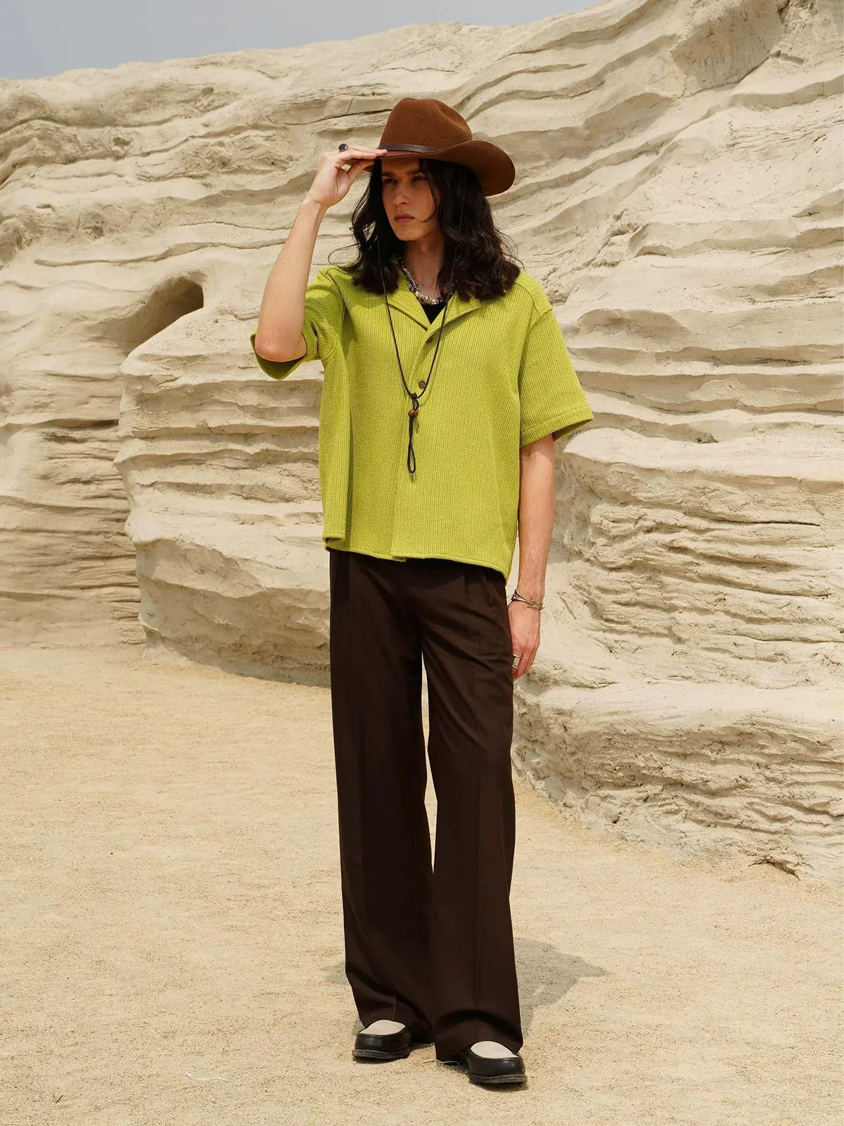 Pleated Wide-Leg Trousers