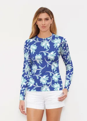 Polka Dot Floral Navy (7916) ~ Long Sleeve Rash Guard