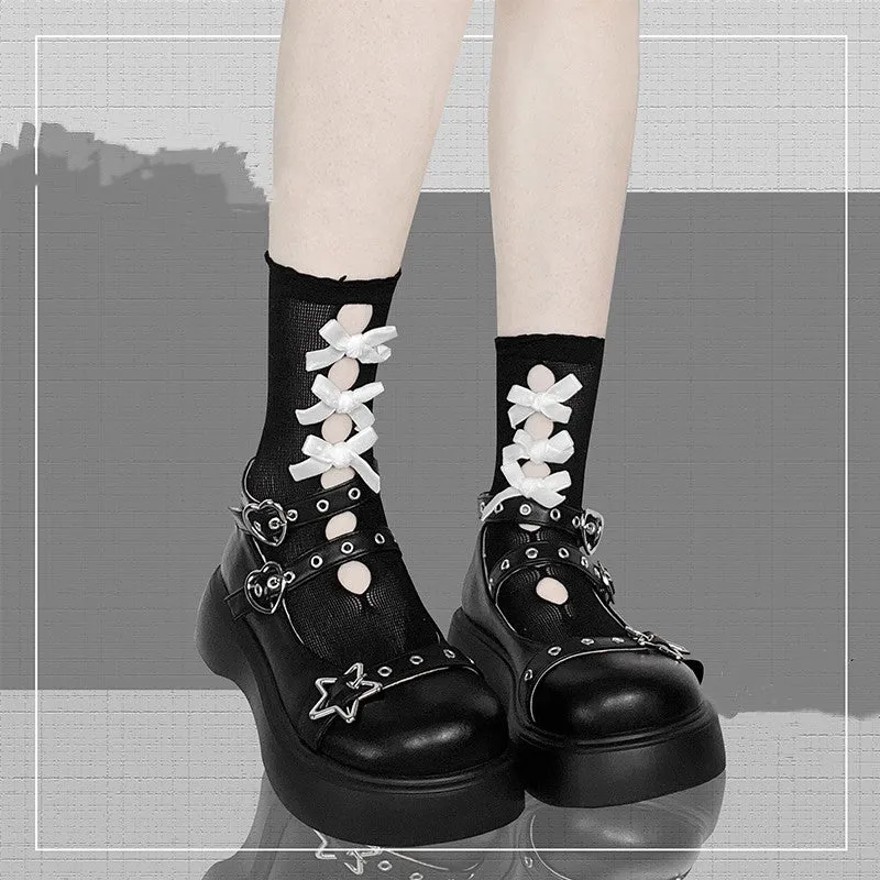 punk star buckle leather shoes  KF83179