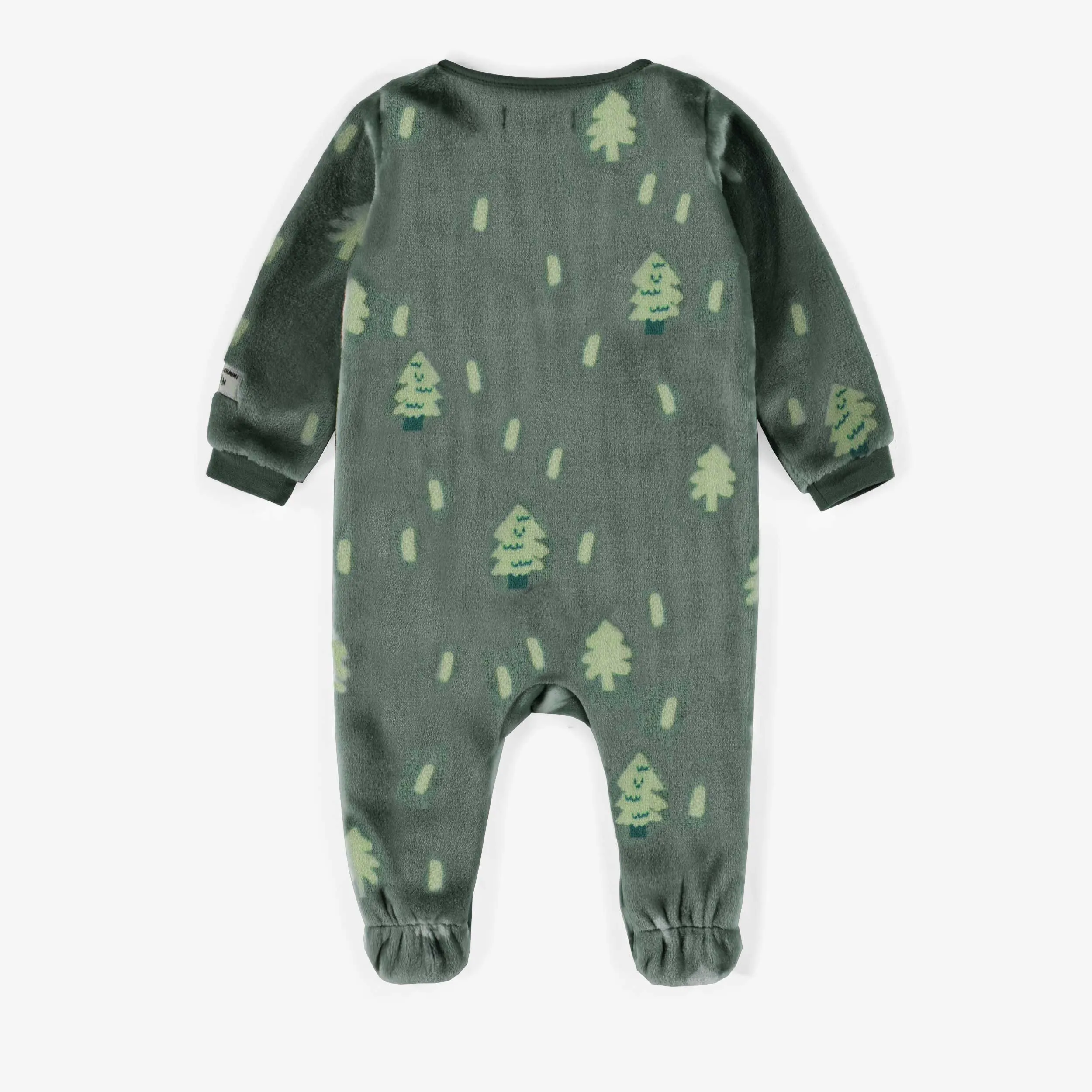Pyjama une-pièce vert avec illustrations de sapins, bébé || One-piece green pajama with pine tree illustrations, baby