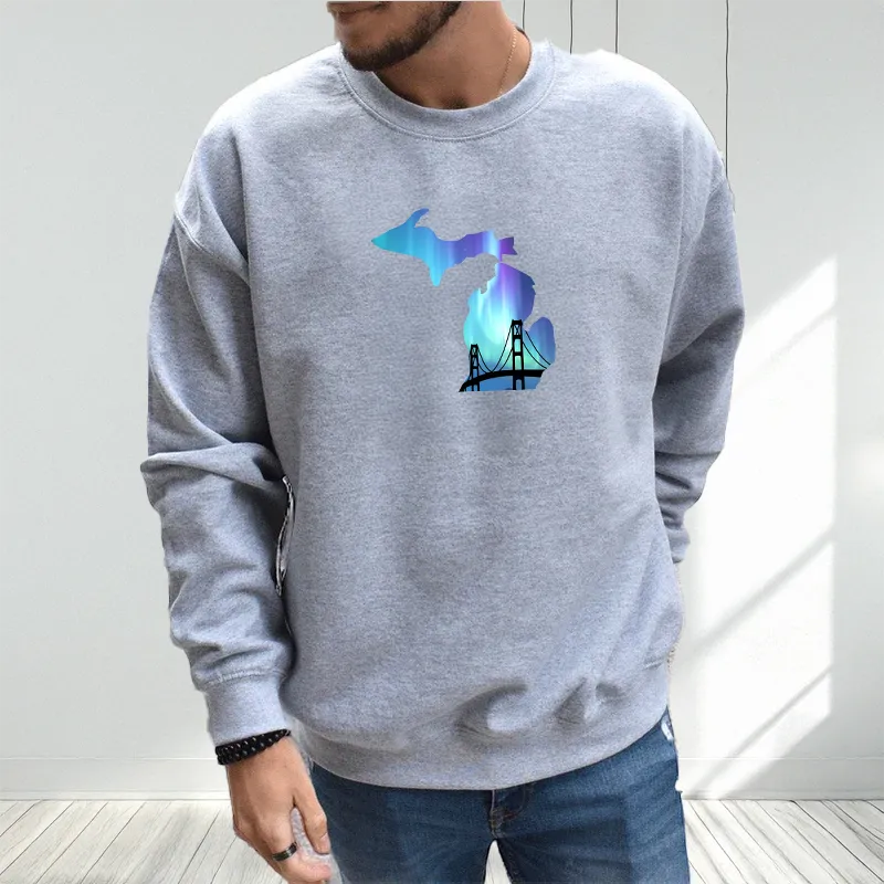 "Bridge Northern Lights" Men's Classic Crew Sweatshirt