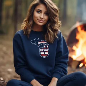 "Michigan Flag Peace" Relaxed Fit Classic Crew Unisex Sweatshirt