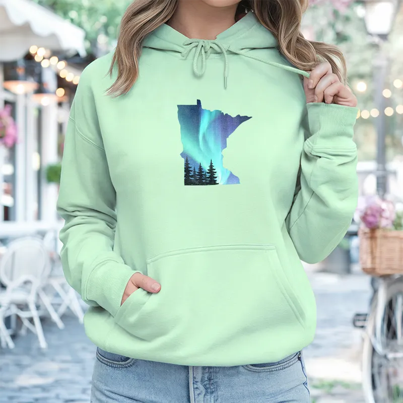 "Minnesota Northern Lights" Relaxed Fit Classic Unisex Hoodie