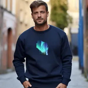 "Wisconsin Northern Lights" Men's Classic Crew Sweatshirt