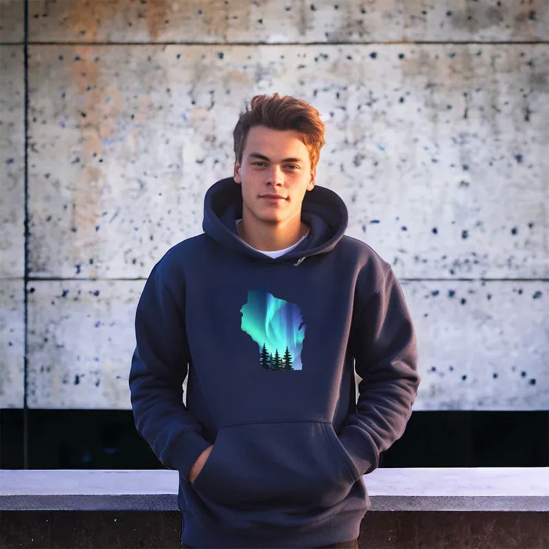"Wisconsin Northern Lights" Men's Classic Hoodie