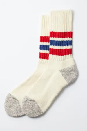 R1255 Coarse Ribbed Oldschool Crew Sock Chili/Red/Blue