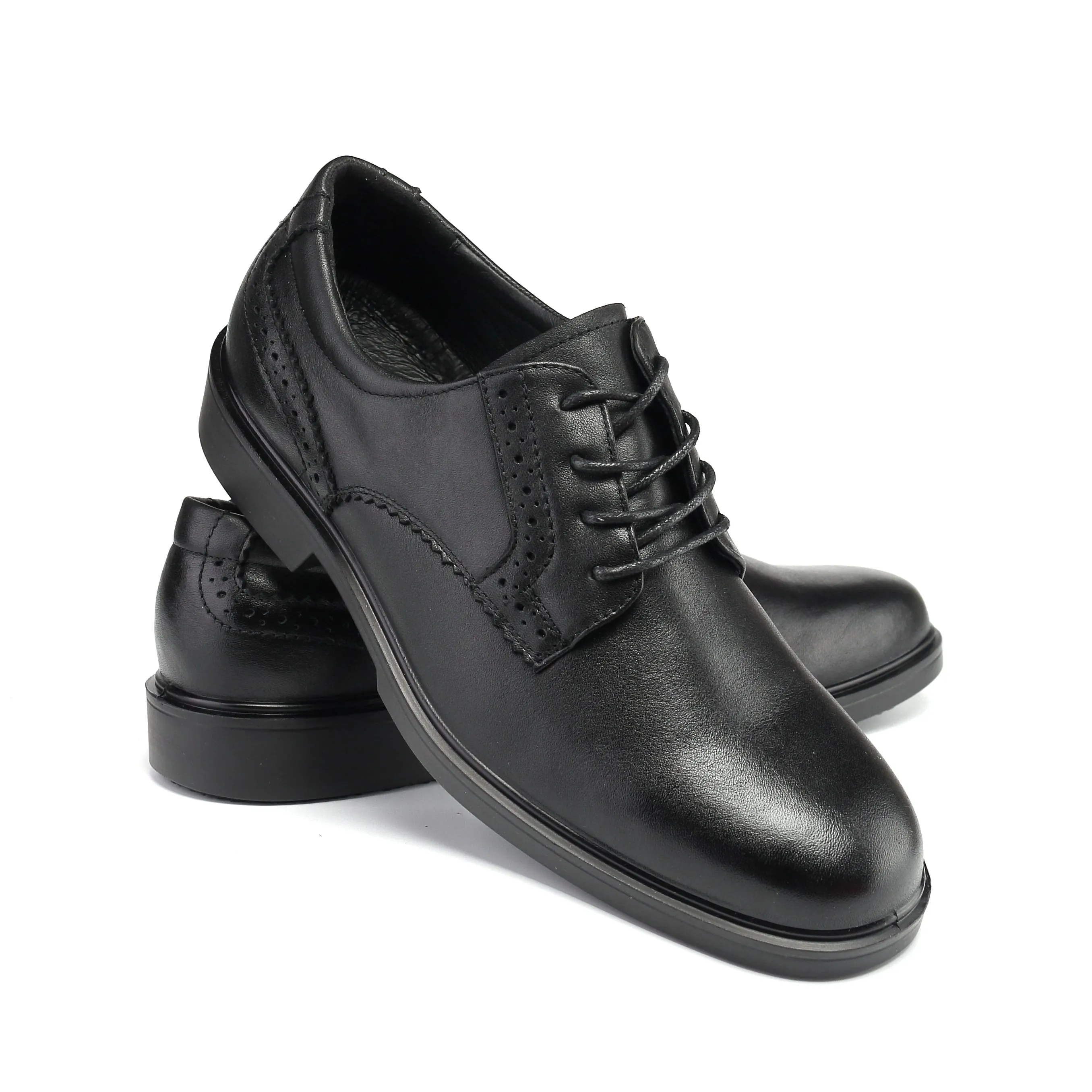 RV2102 Classic Black Men's 4" Oxford Work Shoes - Full Grain Leather with Kevlar Puncture Resistance