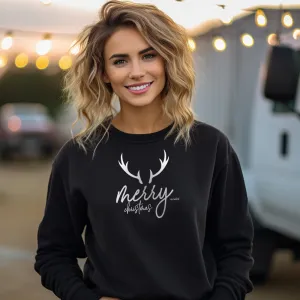 SALE "Merry Christmas Deer" Relaxed Fit Classic Crew Unisex Sweatshirt