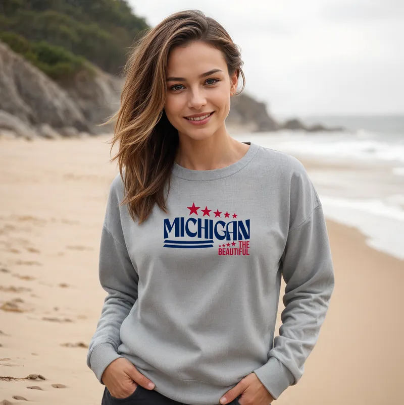 SALE "Michigan The Beautiful" Relaxed Fit Classic Crew Unisex Sweatshirt