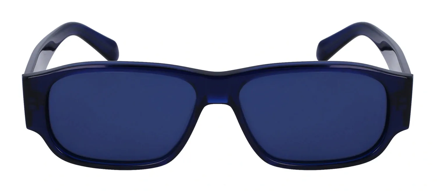 Salvatore Ferragamo SF 1109S 432 Rectangular Plastic Transparent Blue Sunglasses with Blue Lens