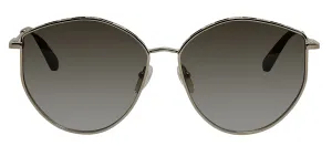 Salvatore Ferragamo SF 264S 709 Horn Metal Gold Sunglasses with Green Gradient Lens