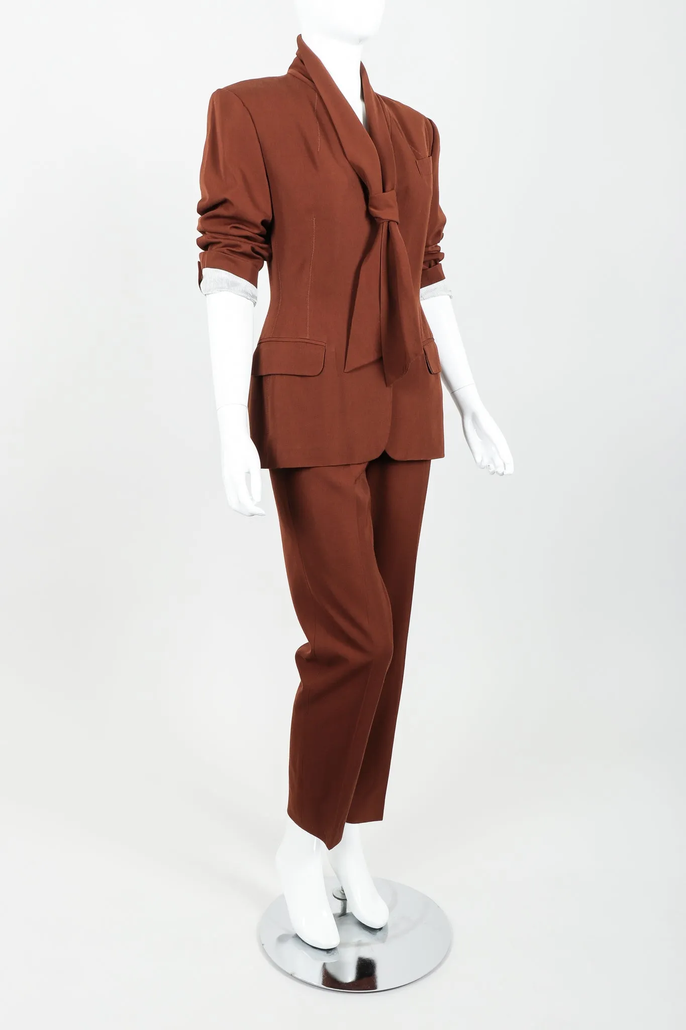 Scarf Tie Jacket & Pant Suit