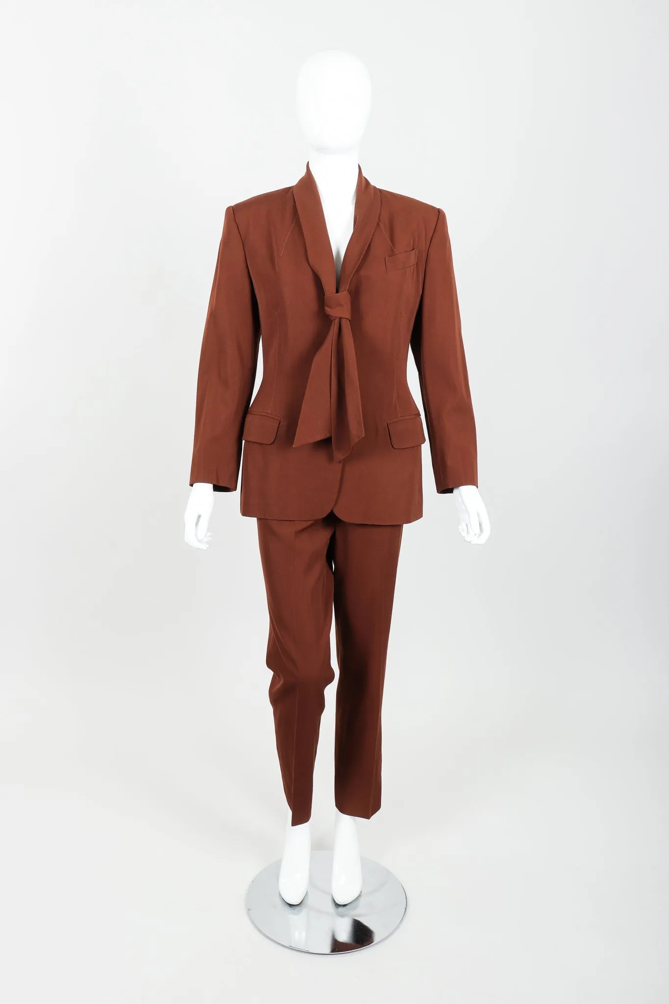 Scarf Tie Jacket & Pant Suit