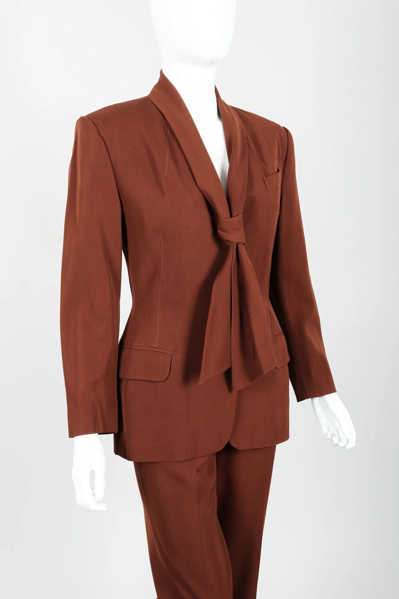 Scarf Tie Jacket & Pant Suit